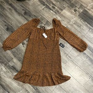 NEW express dress size L brown black dots make offer